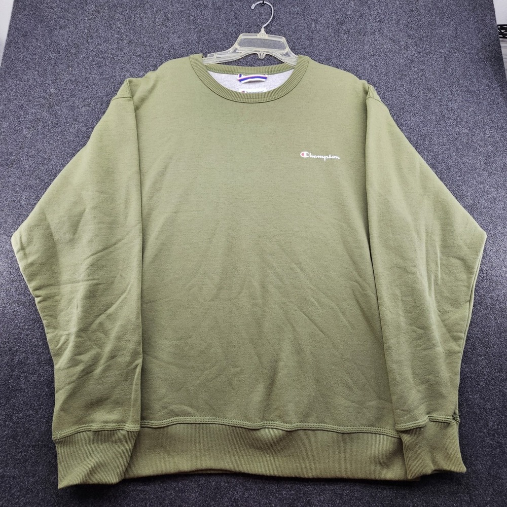 Champion Men's Powerblend Fleece Crew Neck Sweatshirt Color Olive Green Xl - Picture 1 of 9